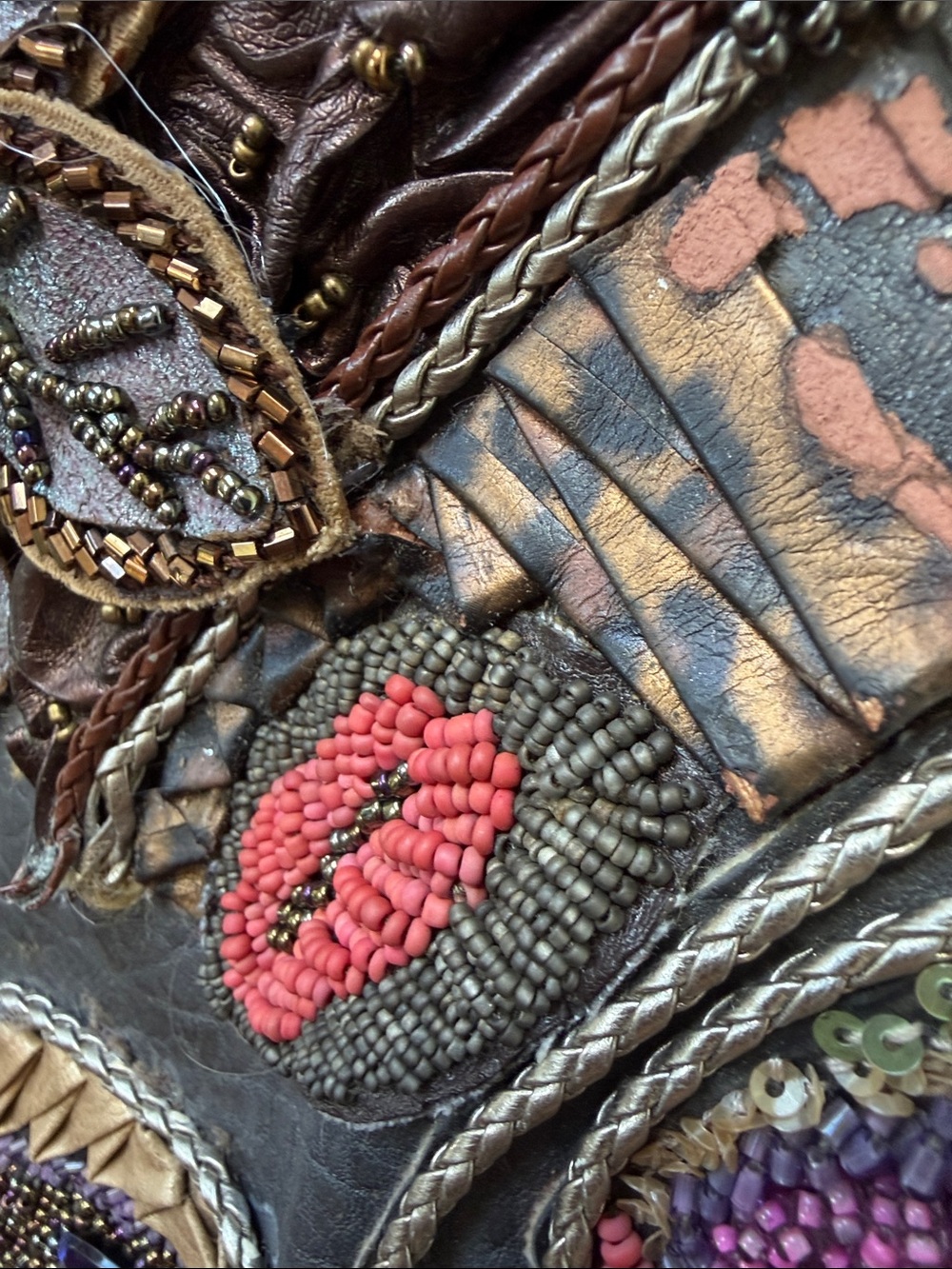 Mary Frances Gray Multicolor Beaded Floral Appliqué Shoulder Bag - Picture 11 of 16